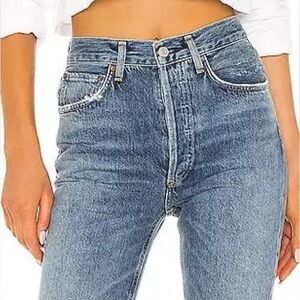 AGOLDE Riley Long High Rise Straight Leg Cropped Jeans Medium Wash Size 29